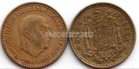 монета Испания 1 песета 1966 год