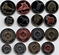 Чеченская республика набор из 8-ми монетовидных жетонов 2015 год фауна