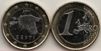 монета Эстония 1 евро 2011 год