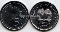 монета Папуа Новая Гвинея 5 тойя 2010 год Черепаха