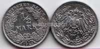 монета Германия 1/2 марки 1912F год Вильгельм II