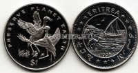 монета Эритрея 1 доллар 1996 год Сохраним планету Земля. Цапли