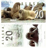 сувенирная банкнота Аляска 20 северных долларов 2016 год Выпуск 2-й