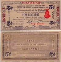 бона Филиппины 5 центаво 1942 год