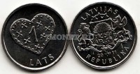 монета Латвия 1 лат 2011 год сердце