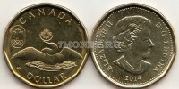монета Канада 1 доллар 2014 год утка Олимпиада в Сочи