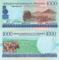 бона Руанда 1000 франков 1998 год