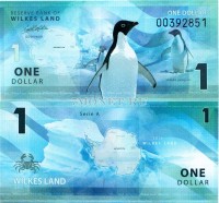 бона Земля Уилкса 1 доллар 2014 год. Пингвин Адели