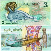 бона Острова Кука 3 доллара 1987 год