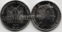 монета Австралия 20 центов 2010 год 100-летие международного женского дня