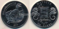 монета Майотта 1 франк 2017 год Дилофозавр