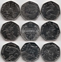 Великобритания набор из 9-ти монет 50 пенсов 2016 - 2017 год 150 лет со дня рождения Беатрис Поттер
