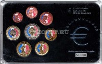 Франция ЕВРО набор из 8-ми монет в пластиковой упаковке, цветной