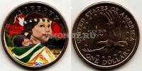 монета США 1 доллар 2004 год Сакагавея, эмаль
