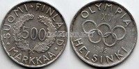 монета Финляндия 500 марок 1952 год XV Олимпиада в Хельсинки