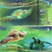 бона Атлантический океан 3 доллара 2016 год Морская черепаха