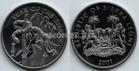 монета Cьерра-Леоне 1 доллар 2001 год змеи