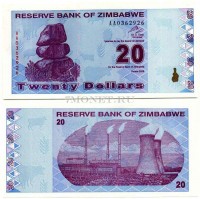 бона Зимбабве  20 долларов 2009 год