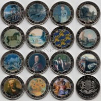 Сомали набор из 15 монет 250 шиллингов 2001 год "Мировые шедевры живописи" с эмалью