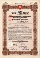 Германия Облигация 100 Золотых марок 1927. Веймар