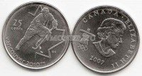монета Канада 25 центов 2007 год XXI Зимние Олимпийские Игры 2010 года в Ванкувере хоккей с шайбой