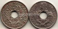 монета Французский Индокитай 5 центов 1939 год