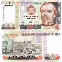 бона Перу 100 000 инти 1989 год