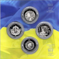 Украина Банковский набор  из 4-х монет 5 гривен 2016 год «25 лет независимости Украины», в буклете