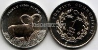 монета Турция 1 лира 2015 год Дикий баран, биметалл