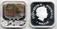 монета Австралия 1 доллар 2006 год 50 лет австралийскому телевидению PROOF голограмма, в буклете