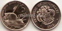 монета Сейшелы 5 центов 2016 год Чёрная улитка