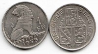 Бельгия 1 франк 1939 год