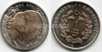 монета Турция 1 лира 2011 год медведь биметалл