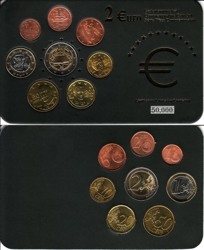 ЕВРО набор из 8-ми монет Греция в пластиковой упаковке 3