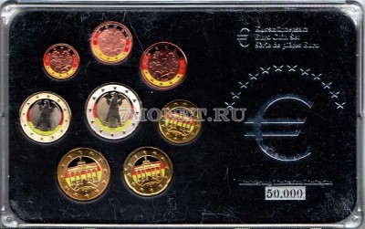 ЕВРО набор из 8-ми монет Германия, в пластиковой упаковке, цветной