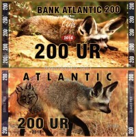 набор сувенирных банкнот Атлантика 10-1000 ур 2016 год серия ЛИСЫ