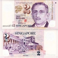 бона Сингапур 2 доллара 1999 год пластик