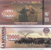 бона Саванна 20 000 франков 2016 год Африканский буйвол