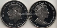 монета Фолклендские острова 1 крона 2017 год Винзоры - Георг V