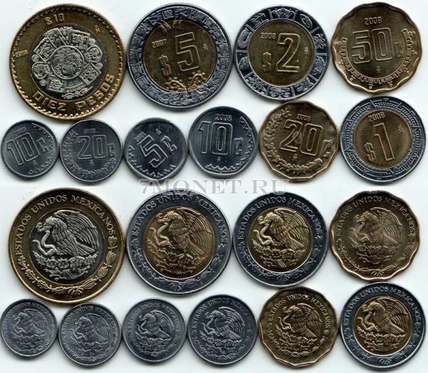 Мексика набор из 10-ти монет