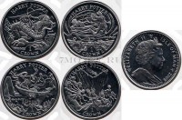 Остров Мэн набор из 4-х монет 1 крона 2005 год Гарри Поттер