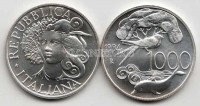 монета Италия  1000 лир 1994 год охрана  флоры и фауны