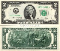 бона США 2 доллара 1976 год