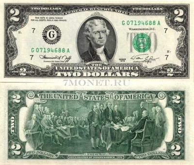 бона США 2 доллара 1976 год