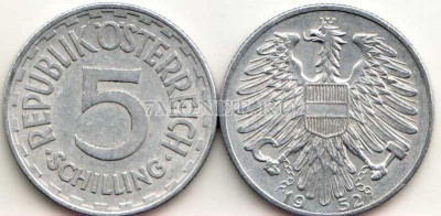 монета Австрия 5 шиллингов 1952 год