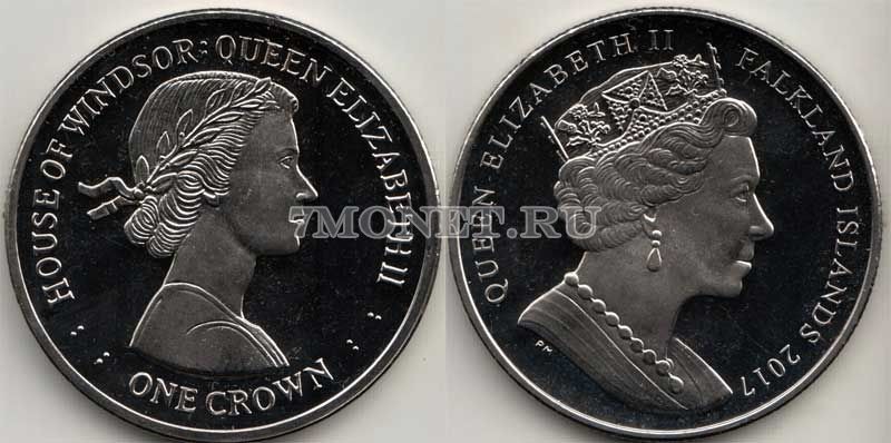 монета Фолклендские острова 1 крона 2017 год Винзоры - Елизавета II