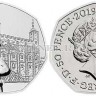 монета Великобритания 50 пенсов 2019 год 60 лет Медвежонку Паддингтону - Паддингтон у Лондонского Тауэра