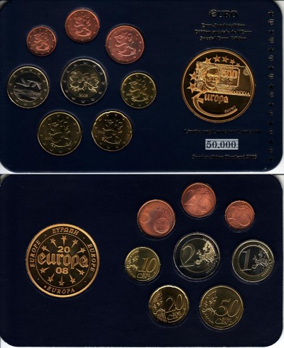 Финляндия ЕВРО набор из 8-ми монет и жетона в пластиковой упаковке 