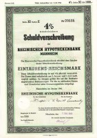 Германия Облигация Ипотека 4 % 1000 Gm 1944