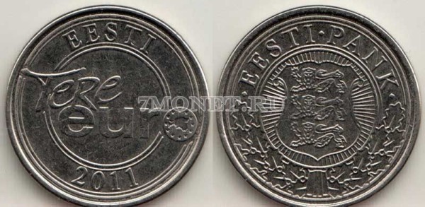 монетовидный жетон Эстония 2011 год "Привет евро!"